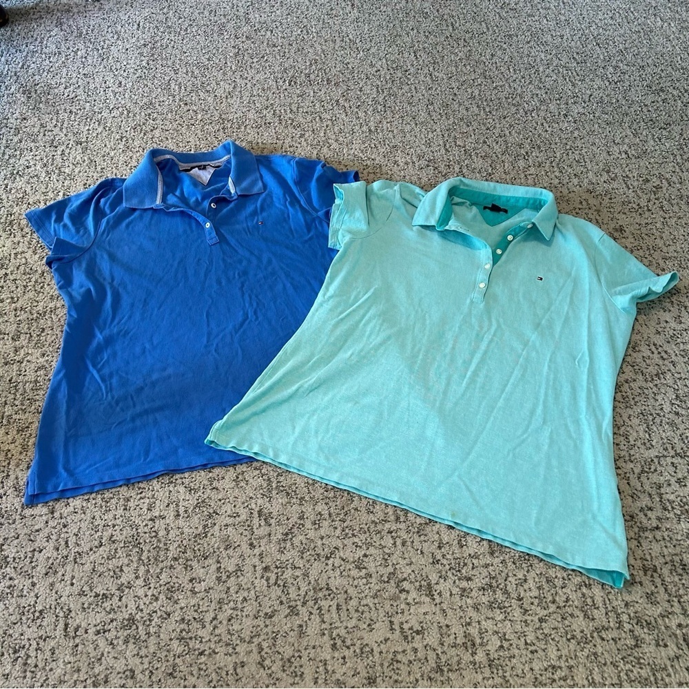 BUNDLE Tommy Hilfiger Blue & Mint Green Classic Fit Polo Short Sleeve Tops XXL